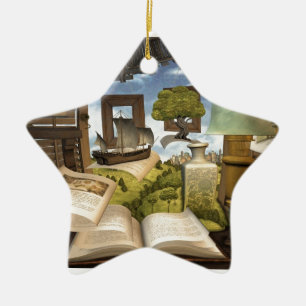 Books are knowledge! ceramic tree decoration