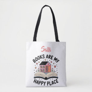 Books Are My Happy Place Personalised  Tote Bag