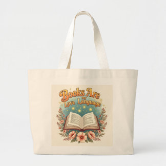 Books are my love language  large tote bag