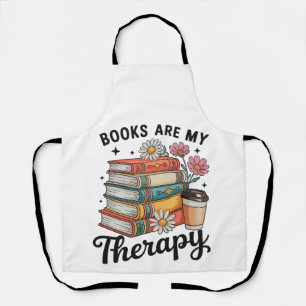 Books Are My Therapy Retro Floral Reading Lover Apron