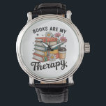 Books Are My Therapy Retro Floral Reading Lover Watch<br><div class="desc">Books Are My Therapy Retro Floral Reading Book Lover</div>