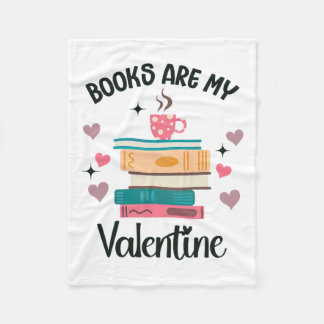 Books Are My Valentine's Day Librarian Bookworm  Fleece Blanket