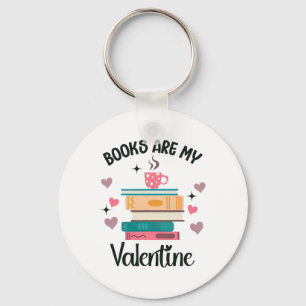 Books Are My Valentine's Day Librarian Bookworm  Key Ring