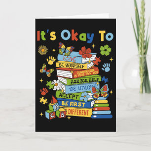 Books Autism Awareness Coquette It's Ok To Teacher Card