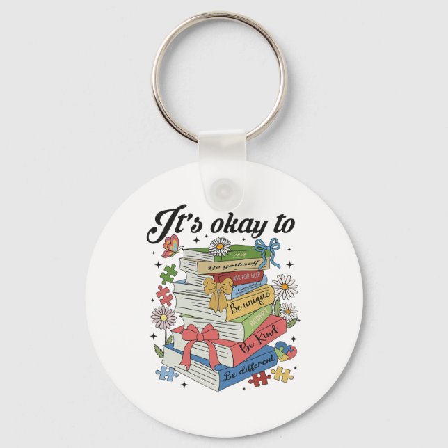 Books Autism Coquette  Key Ring (Front)