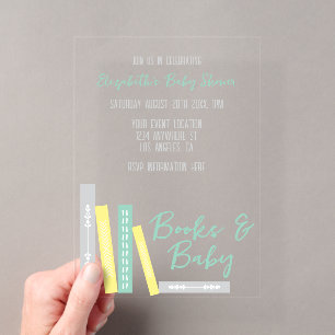 Books Baby Shower Acrylic Invitations