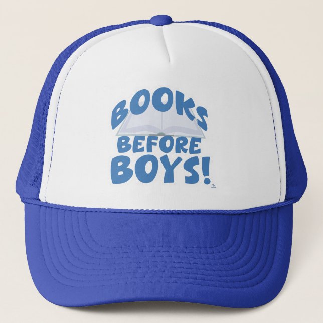 Books Before Boys Cheeky Reader Slogan Trucker Hat (Front)
