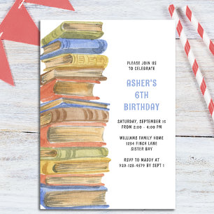 Books Birthday Party  Invitation