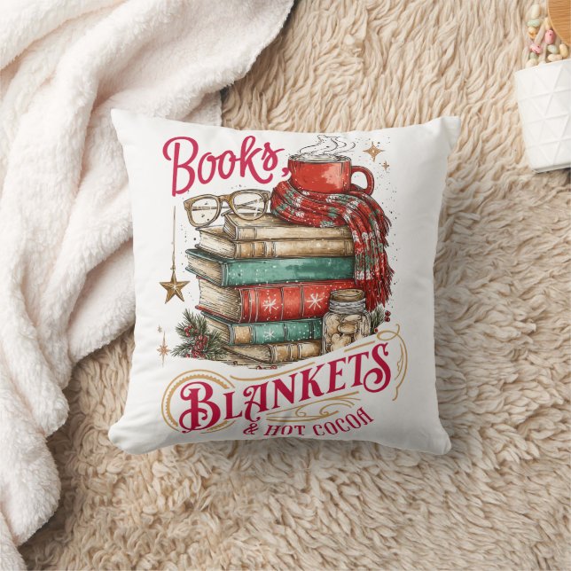 Books Blankets and Hot Cocoa  Cushion (Blanket)