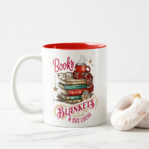 Books Blankets and Hot Cocoa  Two-Tone Coffee Mug