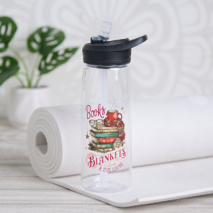 Books Blankets and Hot Cocoa Water Bottle