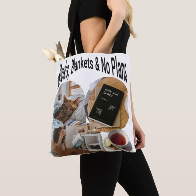 Books, Blankets, & No Plans Tote Bag  (Close Up)