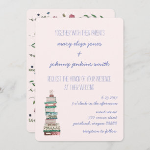 Books & Blossoms Wedding Invitations