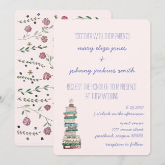 Books & Blossoms Wedding Invitations