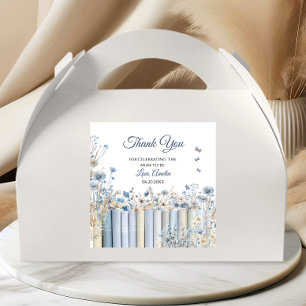 Books Blue Floral Baby Shower Thank You Sticker