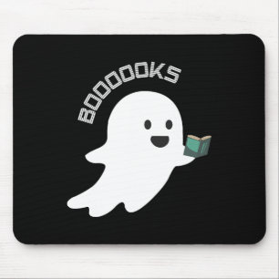 Books Boo Ghost Reading Funny Halloween Book Lover Mouse Pad