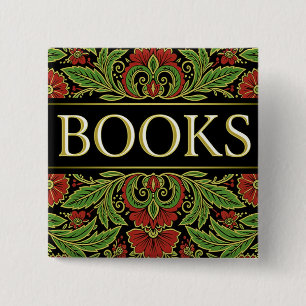 Books Book Lovers Writers Readers Bibliophiles 15 Cm Square Badge