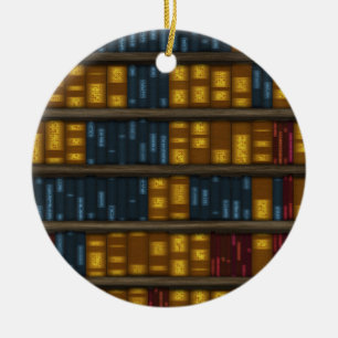 Books, Books, Books - Bookshelf Pattern Ceramic Ornament