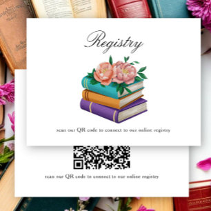 Books Bridal shower QR code for registry Enclosure Card