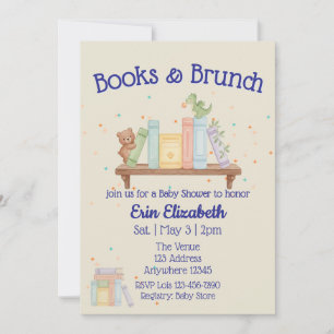 Books & Brunch Blue Baby Shower Invitation