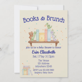 Books & Brunch Blue Baby Shower Invitation