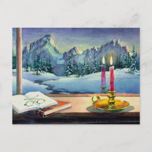 BOOKS & CANDLE by SHARON SHARPE Postcard