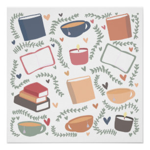 Books, Candles And Tea Poster