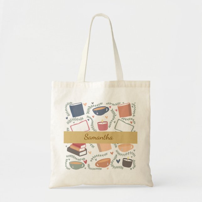 Books, Candles And Tea Tote Bag (Front)