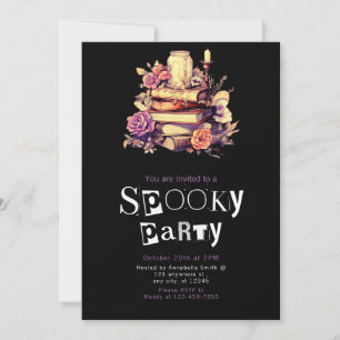 Books Candles Floral Witch Magick Halloween Party Invitation