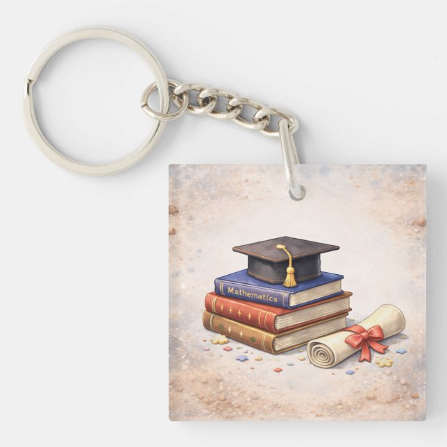 Books Cap Diploma Class of 2026 Square Acrylic  Key Ring (Front)
