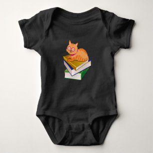 Books - Cat and Books Book Lover Gift Baby Bodysuit