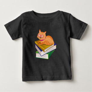 Books - Cat and Books Book Lover Gift Baby T-Shirt