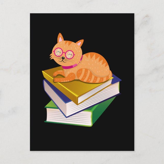 Books - Cat and Books Book Lover Gift Postcard (Front)