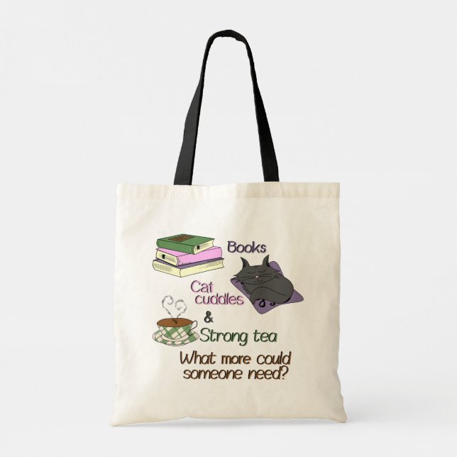 Books, Cat cuddles and Tea Tote Bag (Back)