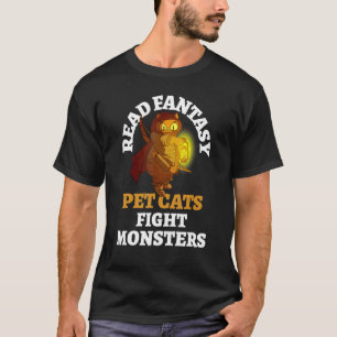 Books Cat Monster Bookish Bookworm Fantasy Biblio T-Shirt
