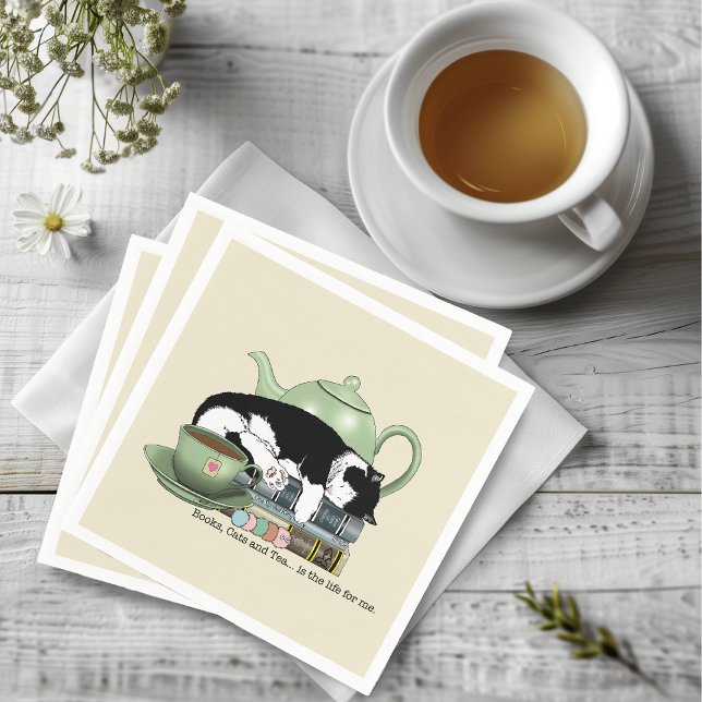 Books Cat Tea Cute Napkin (Creator Uploaded)
