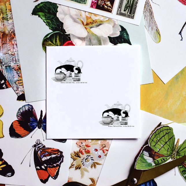 Books Cat Tea Cute Rubber Stamp (Creator Uploaded)