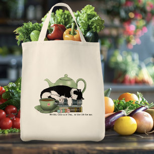 Books Cat Tea Cute Tote Bag