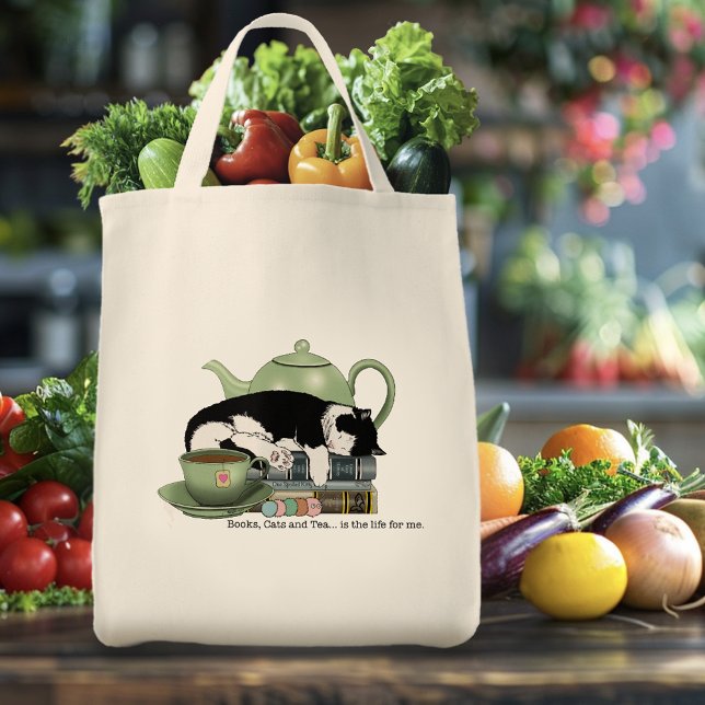 Books Cat Tea Cute Tote Bag (Creator Uploaded)