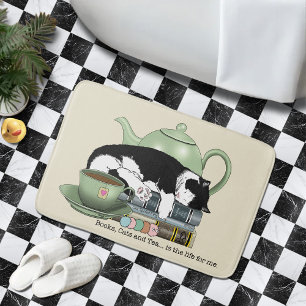 Books, Cats and Tea Bath Mat