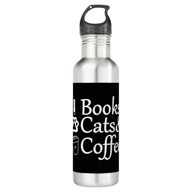 Books Cats & Coffee 710 Ml Water Bottle (Front)
