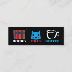 Books Cats Coffee Bookmark Mini Business Card