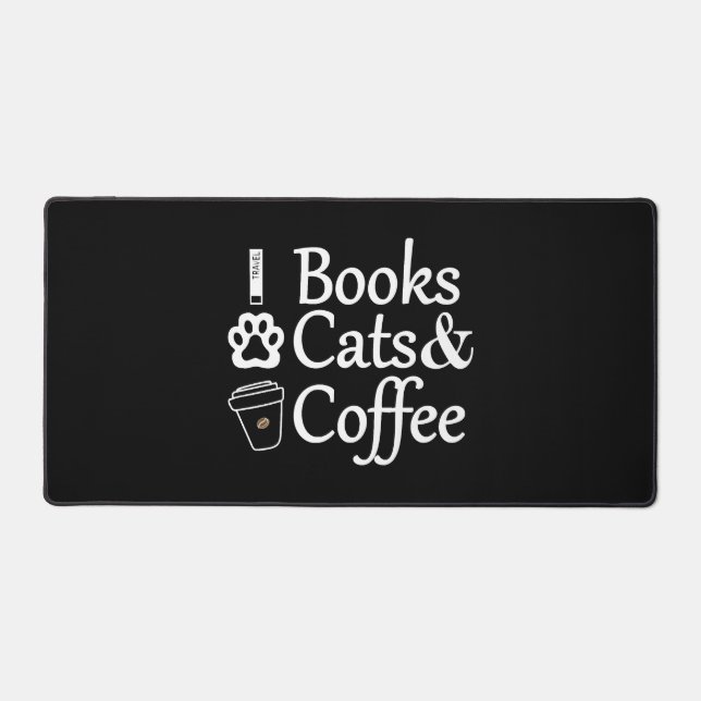 Books Cats & Coffee Desk Mat (Front)