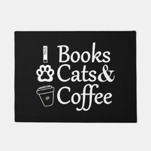 Books Cats & Coffee Doormat