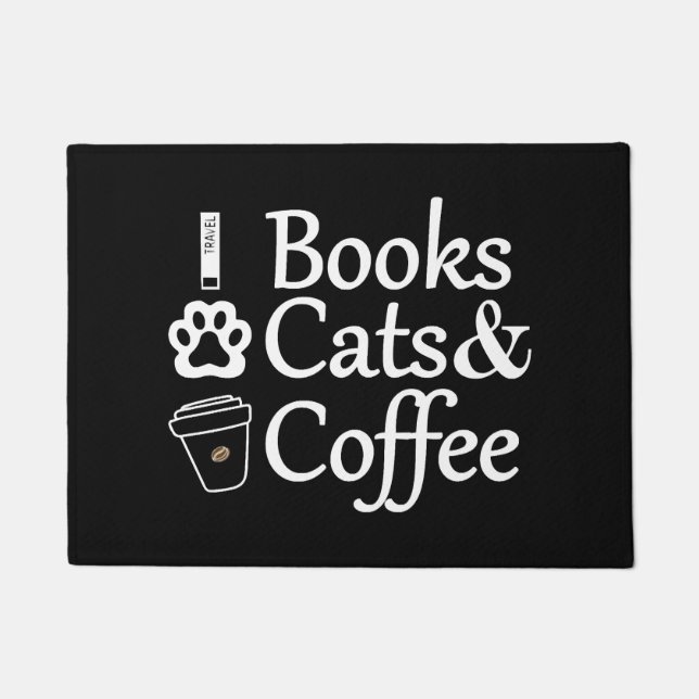 Books Cats & Coffee Doormat (Front)