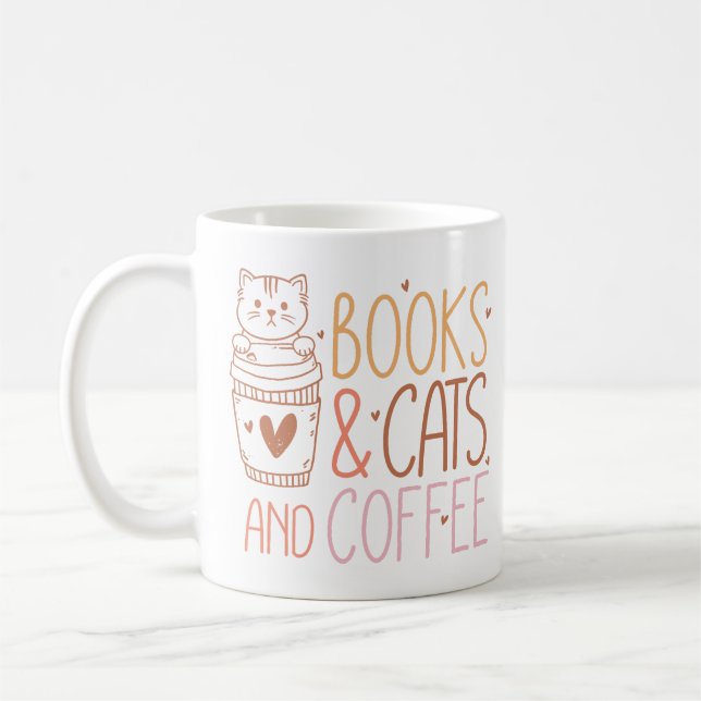 Books Cats Coffee Mug (Left)
