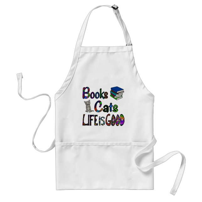 Books Cats Life is Good Apron (Front)