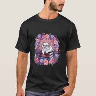 Books & Cats Lover Reading Librarian Flowers Flora T-Shirt