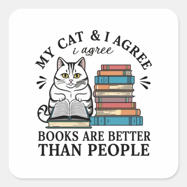 Books Cats Sticker (Front)