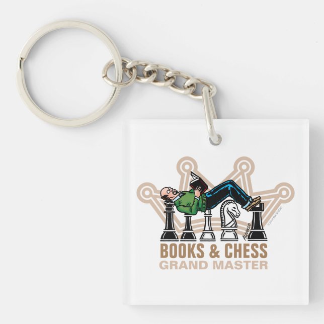 Books & Chess Grand Master Acrylic Keychain (Front)